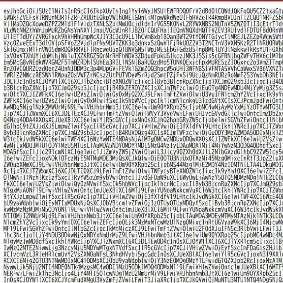 artemis.msfをテキストとして開き、JWS Compact Serializationの長い文字列が表示された画面
